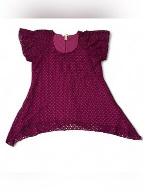 Dressbarn Flutter Sleeve Top - Berry